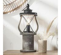 Silver Metal and Clear Glass Lantern Table Lamp Portable Handle Ruma Grey One Size