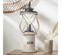 Silver Metal and Clear Glass Lantern Table Lamp Portable Handle Ruma White One Size