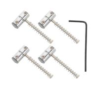 Silver Metal Bass Bridge Saddles 4pcs for Electric Bass Setup | Firm Mounting Condition, Minimizes Unwanted Resonance, Fine Height Adjustment, for Regular Practice and Rehearsal