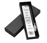 Silver Metal Bookmark, Personalised Bookmarks with Premium Gift Box with Pendant, Appreciation Retirement Gifts,for Book Lovers Colleagues Souvenir Graduation (Thank You for Being Part of My Story)