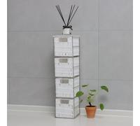 Silver Metal Frame White Rattan Storage Drawers Organiser Home Fully Assembled