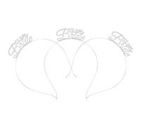 Silver Metal Headband Set of 3 for Bride-to-be Party | Sl inish, Non-slip Hold, Alloy Build, Wedding Rehearsal and Bachelor Events, Cute Group Photos