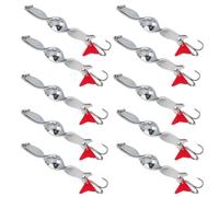 Silver Metal High Speed Spiral Fishing Lures 10g 10 Pcs for Bass | Rotation Sequin Piece, Split Tail Shape, Long Distance Casts, Outdoor River Use for Anglers and Beginners