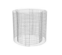 Silver Metal Round Tall Gabion Planter