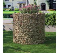 Silver Metal Round Tall Gabion Planter 90 x 80 cm (Dia. x H)