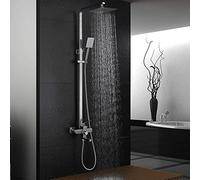 Silver Metal Stainless Steel Lift Bathroom Set Hand System Hot And Cold Water Mixing Valve Square Top Spray Booster Faucet 3 Function Beautiful practical