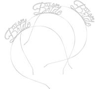 Silver Metal Team Bride Headbands 3Pcs, Sparkling Crystals Decoration, Sturdy Alloy Frame, Skin-Friendly Smooth Edges, Lightweight Secure Fit, Wedding Ceremony, Formal Evening Reception