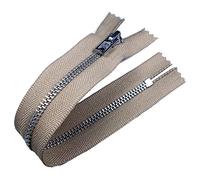 Silver Metal Trouser Jeans Zip - Closed End - 10 inch (25cm) (Beige)