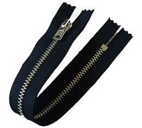 Silver Metal Trouser Jeans Zip - Closed End - 7 inch (17.5cm) (Blue)