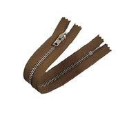 Silver Metal Trouser Jeans Zip - Closed End - 7 inch (17.5cm) (Light Brown)