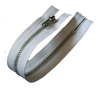 Silver Metal Trouser Jeans Zip - Closed End - 8 inch (20cm) (White)