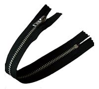 Silver Metal Trouser Jeans Zip - Closed End - 9 inch (22.5cm) (Black)