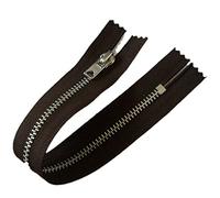 Silver Metal Trouser Jeans Zip - Closed End - 9 inch (22.5cm) (Dark Brown)