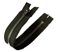 Silver Metal Trouser Jeans Zip - Closed End - 9 inch (22.5cm) (Green)