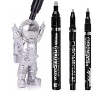 Silver Metallic Chrome Paint Pens Set, Metallic Marker Pens With Mirror Paint Effect, 3-Pack Fine And Broad Tips For Plastic Models, Metal Repairs, DIY Crafts, Home Decoration And Creative Artwork