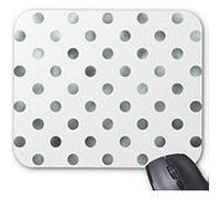Silver Metallic Faux Foil Polka Dot White Mouse Pad