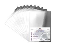 Silver Metallic Mirror Cardstock - 250gsm Thick Shiny Sheets Mirror Finish (Silver - 50 Sheets)