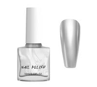 Silver Metallic Nail Polish, Chrome Silver Nail Varnish Mirror Effect, Quick Dry Nail Polish No UV Needed, Long Lasting Chip Resistant Metallic Nail Varnish for Women