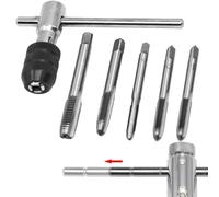 Silver Metric Metal Hand Thread Taps, 6pcs M3-M8 Ratchet Tap Re-Threading Tool, Adjustable Tap Threading Wrench Set,Combination for Tap and Die Sets Cutting External and Internal Thread