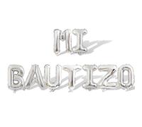 Silver Mi Bautizo Letter Balloons 9Pcs 16in Balloon Foil Letter Decorations Party Decor Silver Letter Balloons Mi Bautizo Party Supplies