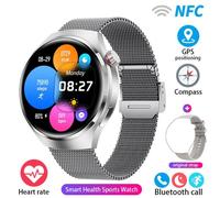 (silver, Milan mesh steel) Zodvboz Nfc Smart Watch Men Watch 4 Pro Amoled Hd Screen Heart Rate Bluetooth Call Ip68 Waterproof Smartwatch 2023 New Gt4 Pro