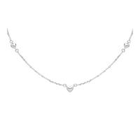 Silver Mini 3D Love Heart Charm Necklace - GVK310 Jewelco London White One Size