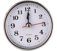 Silver Mini Clock,Insert 2-1/2Inch 65mm Round Movement Clock,Head Mini Home Décor Products,White Face Tone Arabic Numerals,Desk and Shelf