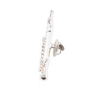 Silver Mini Flute-Shaped Brooch Pin, Exquisite Musical Instrument Themed Accessory, Ideal for Collection and Stylish Lapel Pin (Silver)