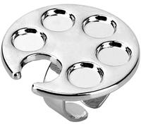 Silver Mini Manicure Palette Metal Paint Palette Finger Rings Nail Art Tools Makeup Palettes for Painting Nails Wearable Metal Manicure Tool Makeup Palettes