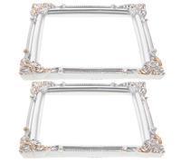 Silver Mini Vintage Resin Picture Frames, 2Pcs Tiny Retro Frames with Embossed European Patterns for Jewelry and Photography Display