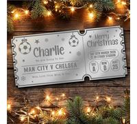 Silver Mirror Acrylic Ticket Any Football Game match Xmas Personalised Any Text Voucher | Custom Surprise Reveal Voucher Ticket | Announcement Greeting Card | Note Card