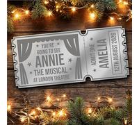 Silver Mirror Acrylic Ticket Any Musical Theatre Personalised Any Text Voucher | Custom Surprise Reveal Voucher Ticket | Announcement Greeting Card | Note Card