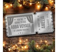 Silver Mirror Acrylic Ticket Any Musical Theatre Show Personalised Any Text Voucher | Custom Surprise Reveal Voucher Ticket | Announcement Greeting Card | Note Card