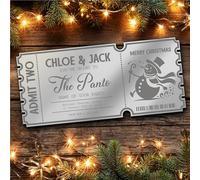 Silver Mirror Acrylic Ticket Any Theatre Show Musical Panto Snowman Personalised Any Text Voucher | Custom Surprise Reveal Voucher Ticket | Announcement Greeting Card | Note Card