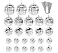 Silver Mirror Disco Balls Silver Glitter Ball Mini Mirror Disco Ball Charms Fun Hanging Mirrors Ball 70s 80s Party Decoration for Disco Party Wedding Birthday Christmas Decoration 3/4/5/6cm, 25 PCS