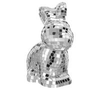 Silver Mirror Disco Rabbit Figurine, Reflective Glass Bunny Tabletop Decoration, Large Bunny Statue for Easter, New Year, Wedding and Party Centerpiece