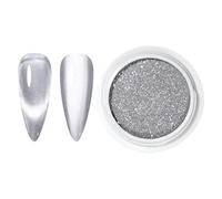 Silver Mirror Effect Nail Powder: Silver Mirrors Effect Powders, Chrome Pigment For Nails | Freedom Design, Holographic Manicure Supplies, High Gloss Finish For Nail Design