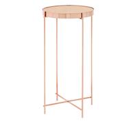 Silver Mirror Tall Side Table, Contemporary Mirrored Glass Table, Slim Tubular Chrome Legs, Luxe Side Table Premier Housewares Gold One Size
