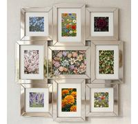 Silver Mirrored 9 Photo 5''/7x5'' Frame 56x62Cm