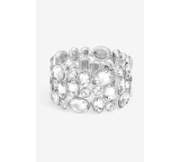 Silver Mixed Crystal Chunky Stretch Cuff Mood Silver One Size
