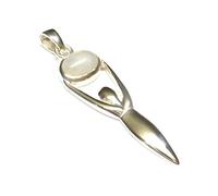 Silver Moon Goddess Pendant with Genuine Moonstone Crafted in Sterling Silver, Sterling Silver, Moonstone