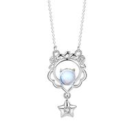 Silver Moonstone Crystal Pendant Necklace for Women 12 Constellation Horoscope Leo Astrology Necklaces Creative Jewelry Gifts Girlfriend Mother