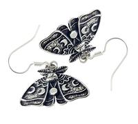 Silver Moth Earrings, Gothic Punk Rock Jewellery for Women