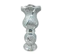 Silver Multi-Design Bling Vase for Flowers - 40cm Tall Crystal Diamond Crush Sparkling Vase, Glitter Decorative Table Centerpiece, Modern Glam Home Décor Ornament, Wedding & Party Flower Holder