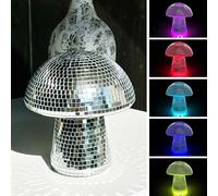 Silver Mushroom Disco Lights, RGB Lights Disco Mirror Reflective Ball, 6 Inch Silver Mushroom Shape Home Art Decorations, Bar Ornaments
