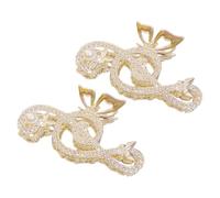 Silver Music Note 2pcs Rhinestone Hair Claw Clip for Elegant Updos | Alloy, Pearl and Sparkling Stone Detailing, Portable Styling Accessory, Dancers, Long Thick Hair, Formal Events