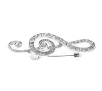 Silver Music Note Brooch Pin, Alloy Rhinestone Unisex | Tops and Jackets, School Concerts or Parties, Lightweight, Stylish Accent, Gift-ready Sentiment