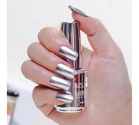 Silver Nail Polish - 18ml Chrome Metallic Nail Varnish Quick Dry - Non Toxic Formula Nail Polish Breathable - Long Lasting Metallic Nail Chip Resistant - Easy DIY Manicure at Home for Women