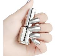 Silver Nail Polish - Chrome Metallic Nail Polish - Quick Dry Long Lasting Nail Varnish, Metal Effect Breathable No UV Needed Nail Art Polish Manicure for Women