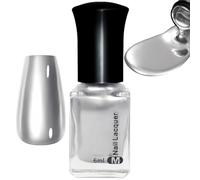 Silver Nail Polish - Metallic Chrome Nail Varnish, Quick Dry, Long-Lasting High Gloss Finish, Chip Resistant, No UV Lamp Needed